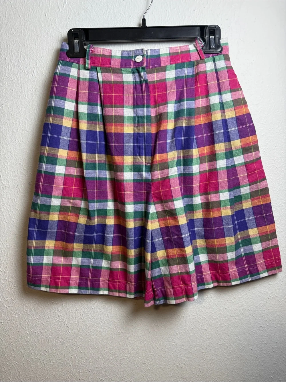 Jaclyn Smith Pink Multi Plaid High-Waist Bermuda Shorts